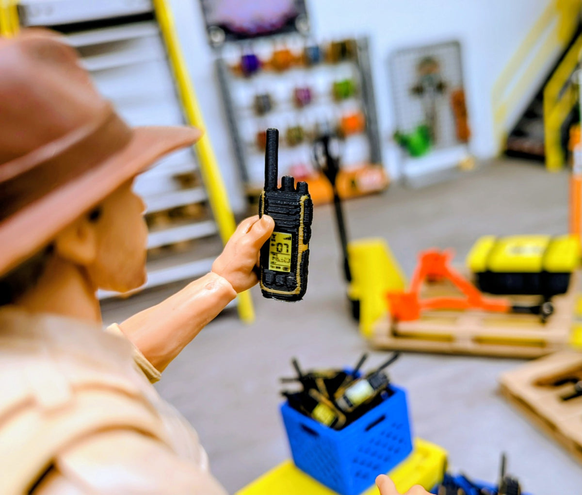 Indy testing a Tacticool walkie talkie